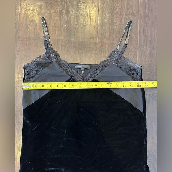 Maje Black Velvet Sleeveless Top Lace Lisa Slip Camisole Faux Leather Size Med - Picture 6 of 10